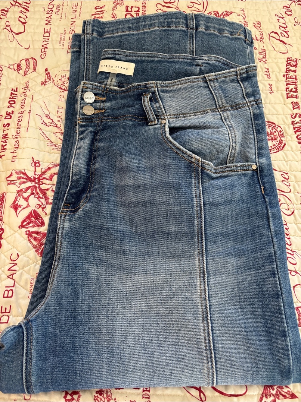 NWOT RISEN JEANS Women's Medium Wash Wide Leg Cropped  Jeans SZ 2XL